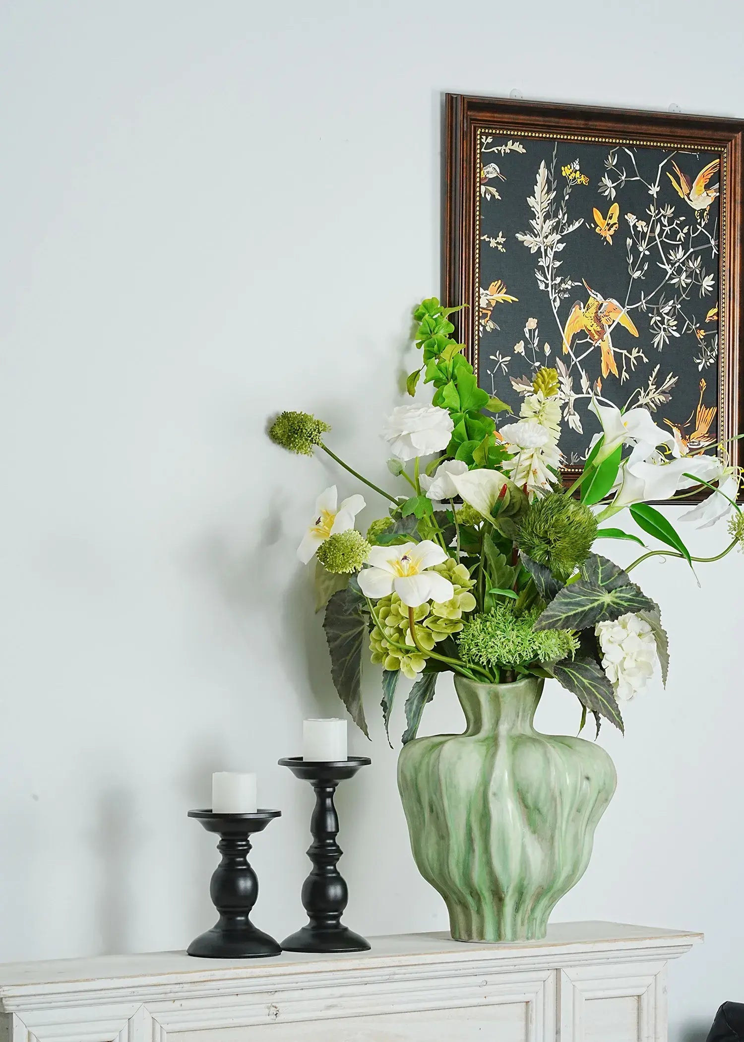Artificial White and Green Mixed Flower Bouquet