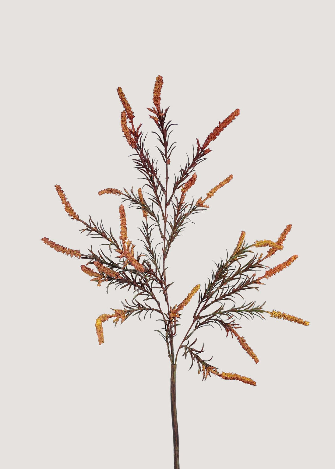 Artificial autumn orange flowering branch with rustic textured blooms