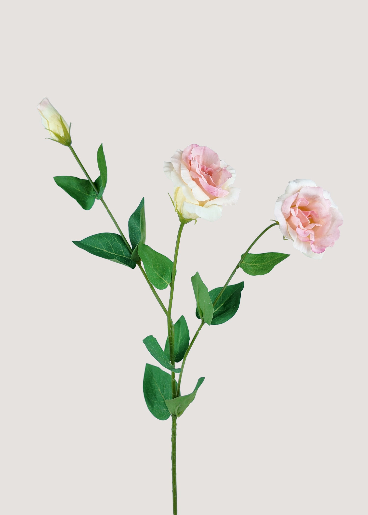 Blush pink and cream artificial lisianthus stem with buds