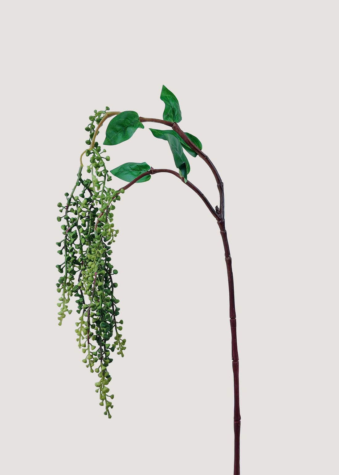 Artificial green berry branch with realistic leaves for faux floral arrangements