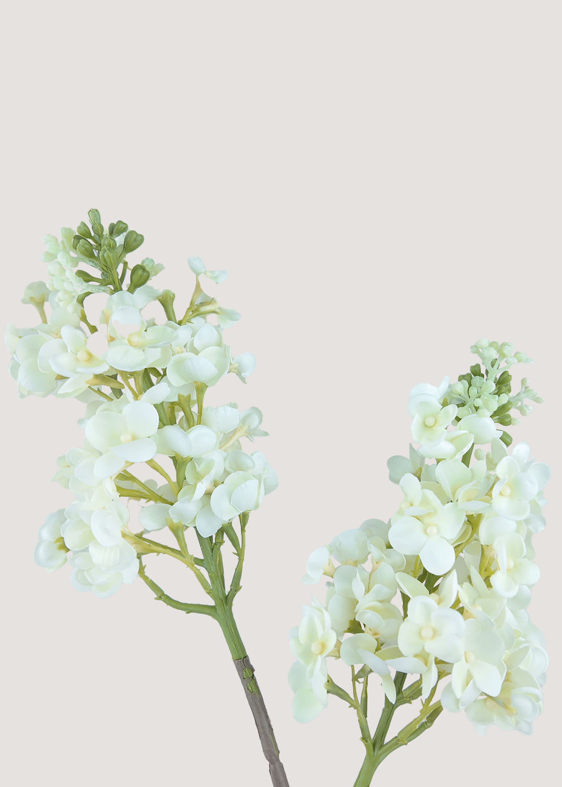 White artificial lilac stem for home decor and floral arrangements