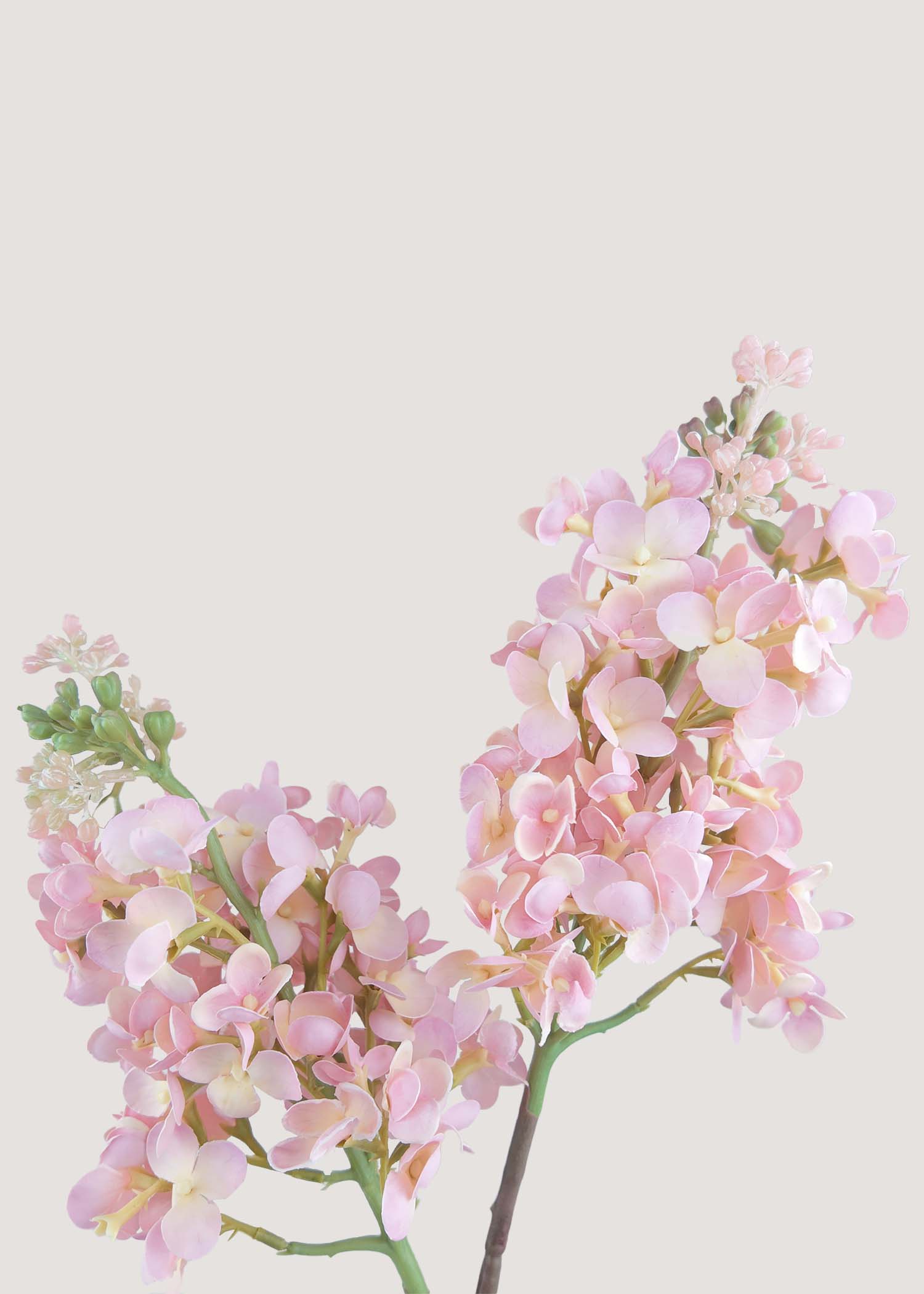 Blush pink artificial lilac stem with clustered blooms