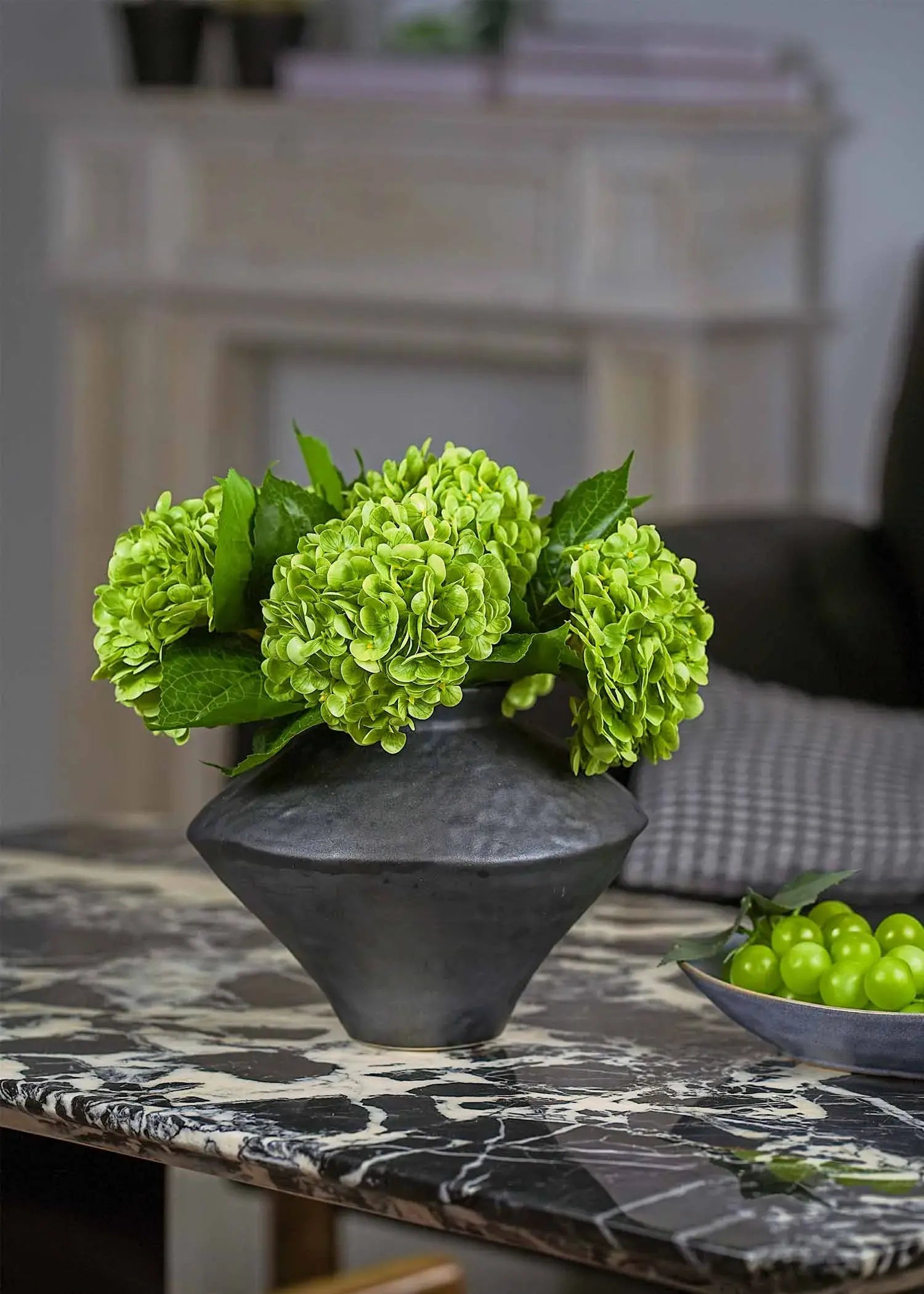 Green artificial hydrangeas by Everblooma