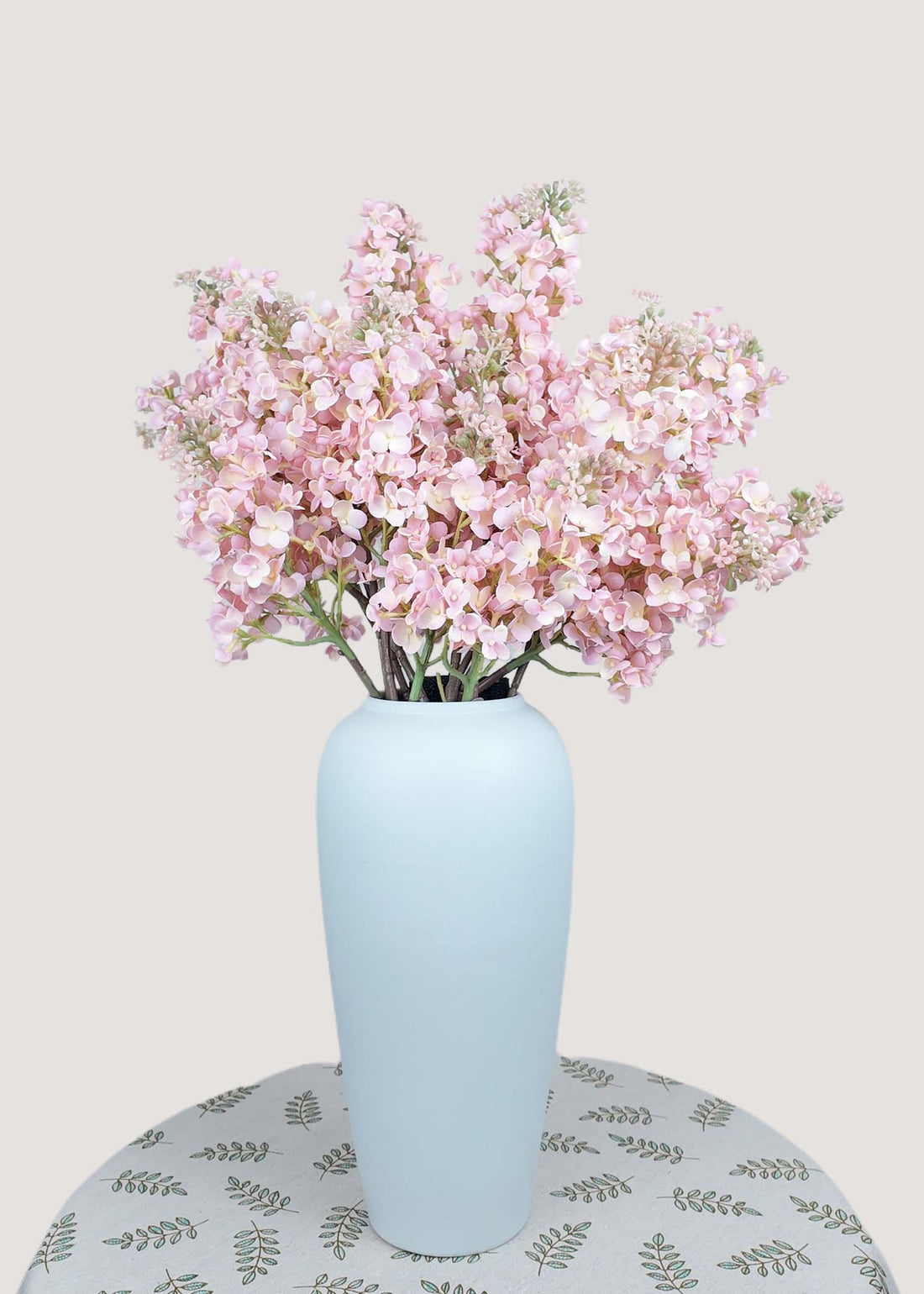 Blush pink artificial lilac bouquet with realistic faux flowers for wedding and home décor