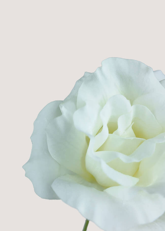 Close-up of white artificial lisianthus petals and buds