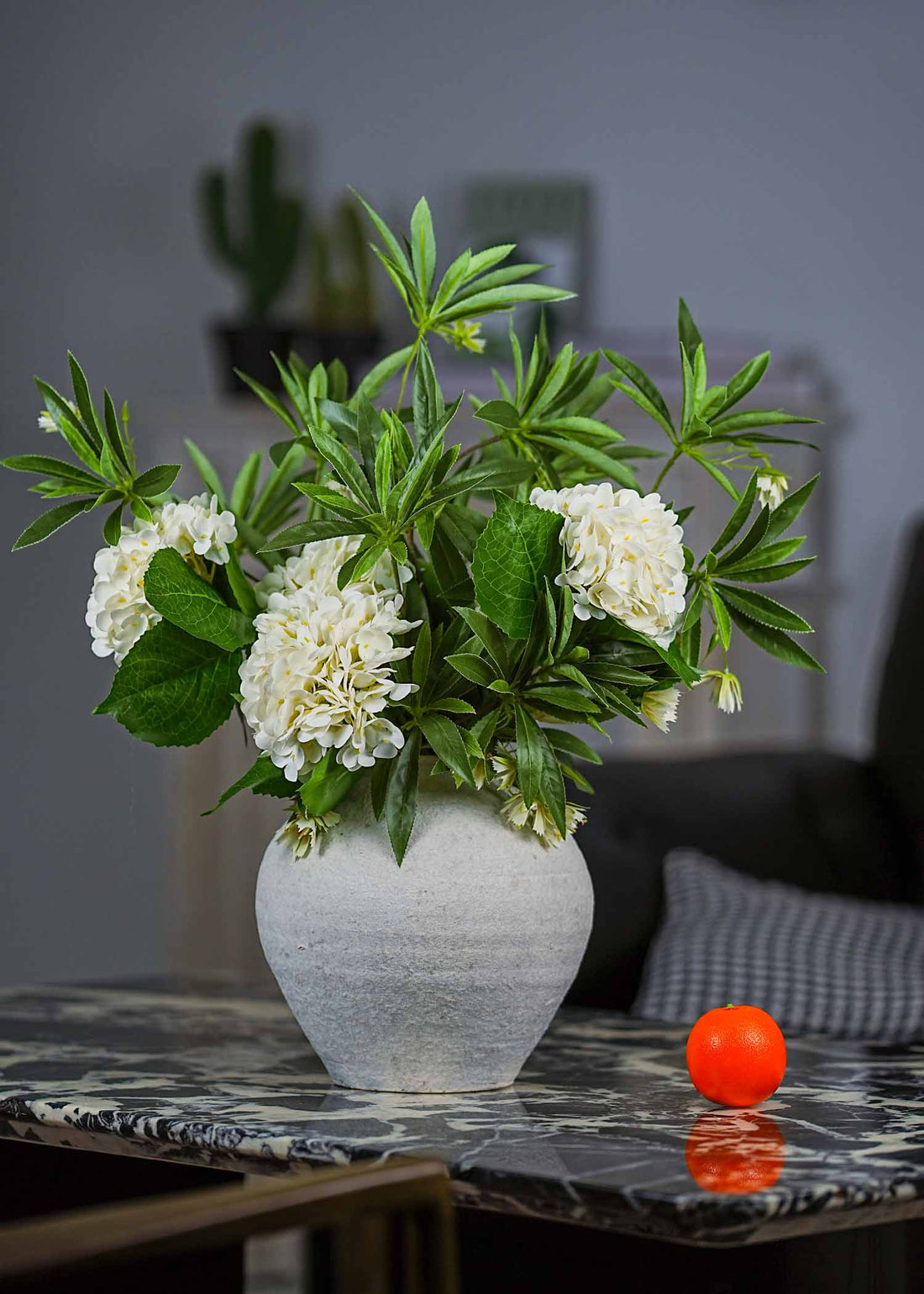 White hydrangea and Andromeda faux flower mix by Everblooma
