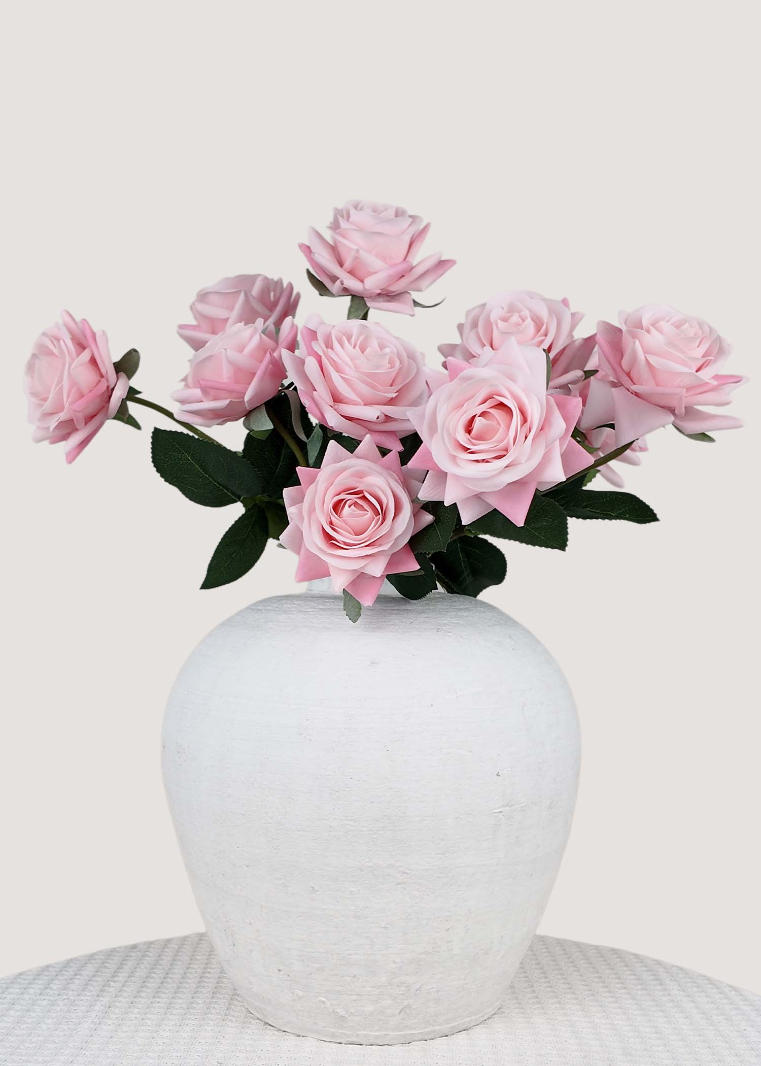 Soft Pink Artificial Rose Stem with Real Touch Petals – 16"
