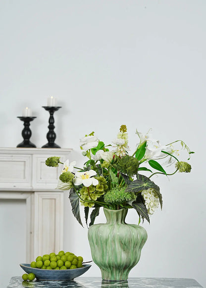 Artificial White and Green Mixed Flower Bouquet