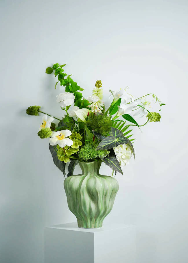 Artificial White and Green Mixed Flower Bouquet