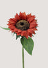 Artificial burnt orange sunflower stem with rustic petals main image