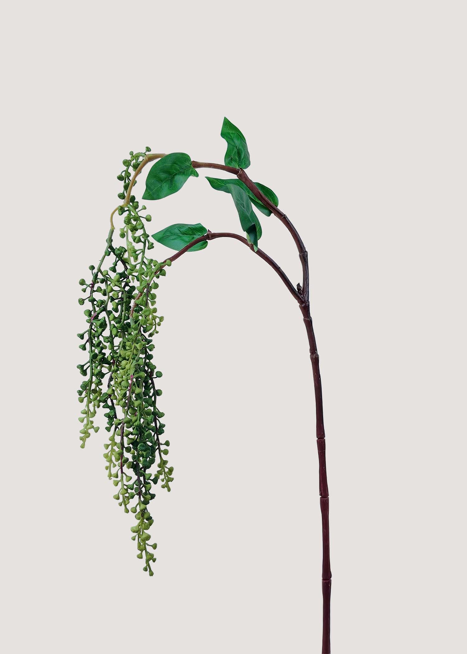 Artificial green berry branch with realistic leaves for faux floral arrangements