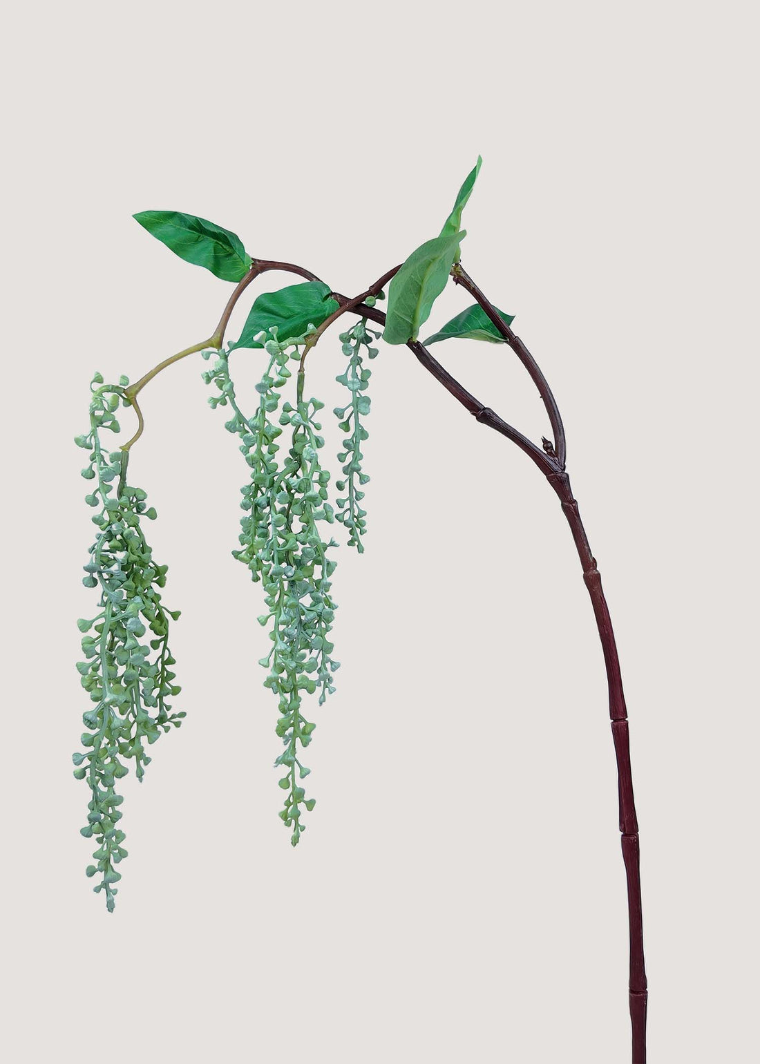 Artificial light green berry branch with lifelike leaves for arrangements