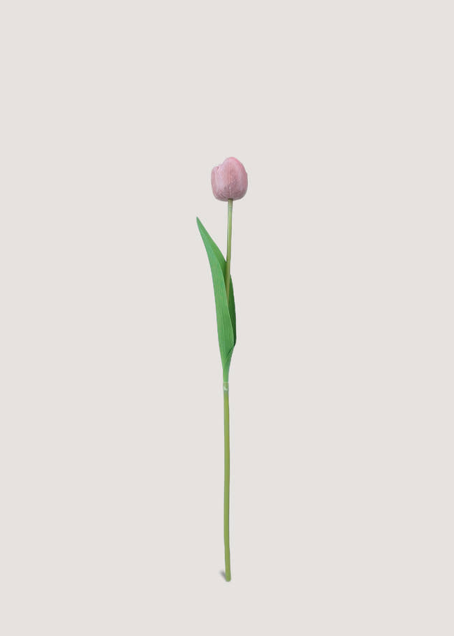 Artificial soft pink tulip stem with lifelike petals main image
