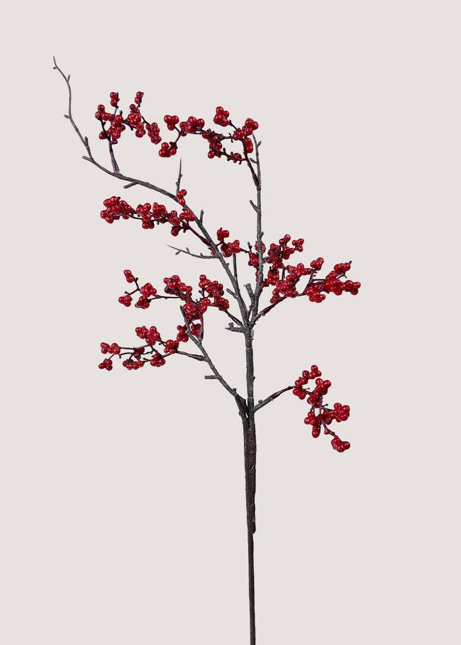 Artificial red berry branch with vibrant fruits for holiday décor main image