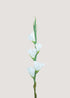 Tall artificial white gladiolus stem with layered silk blooms