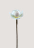 Artificial white Paphiopedilum orchid stem faux lady slipper bloom