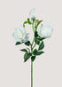 Artificial White Rose Stem Main Image with Realistic Faux Silk Flower