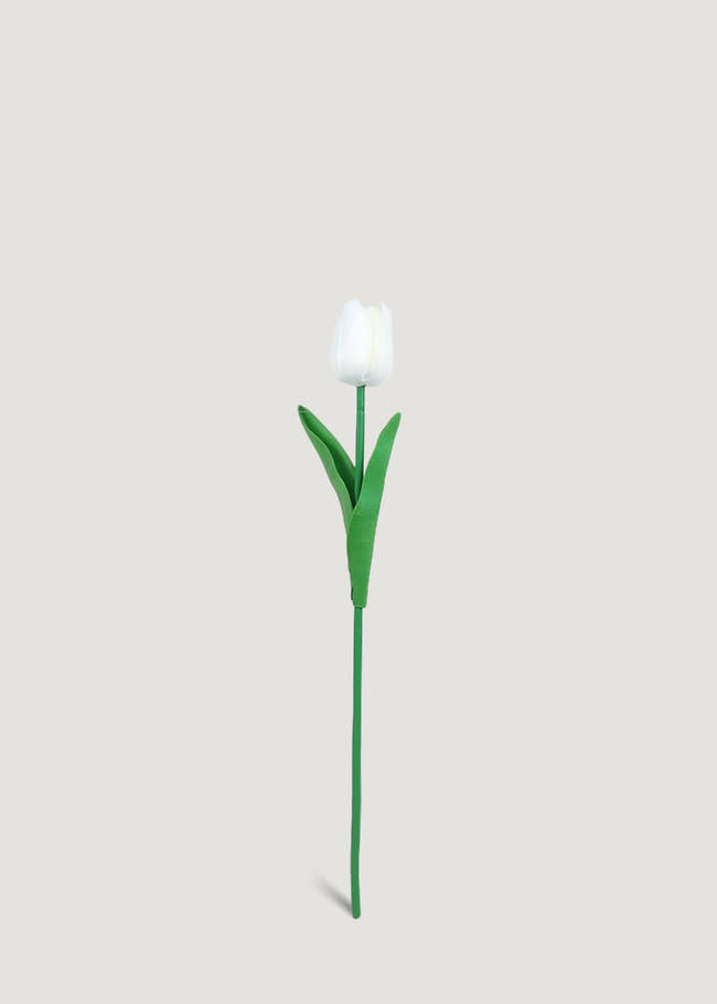 white artificial tulip stem with realistic petals for weddings and home décor