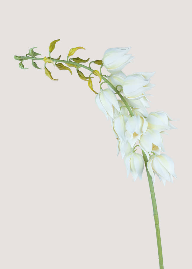 Artificial white yucca bell flower spray with lifelike details