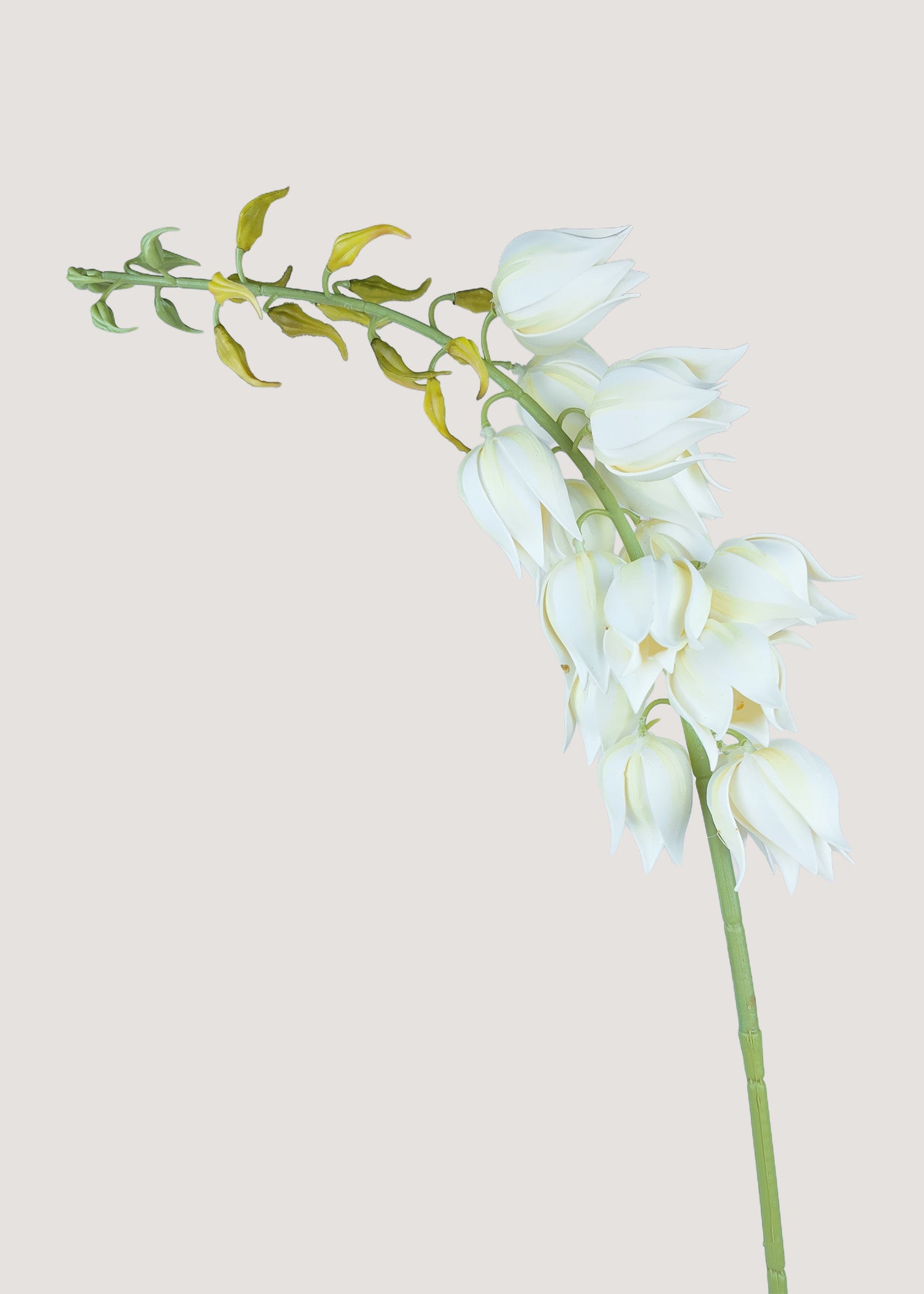 Artificial white yucca bell flower spray with lifelike details