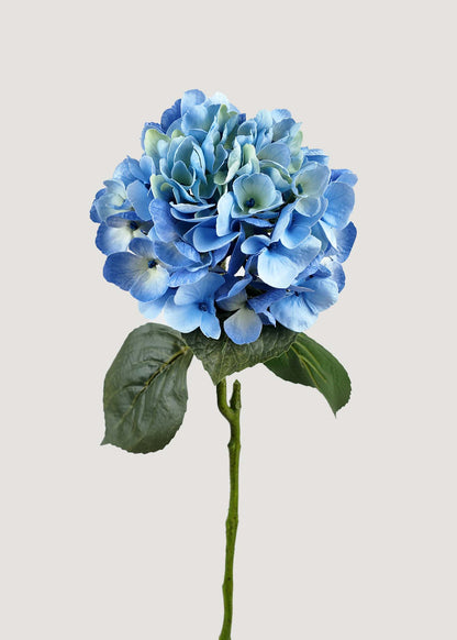 Blue artificial hydrangea stem with natural branch design