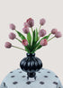 Main view of blush pink artificial tulip bouquet with 12 stems in vase