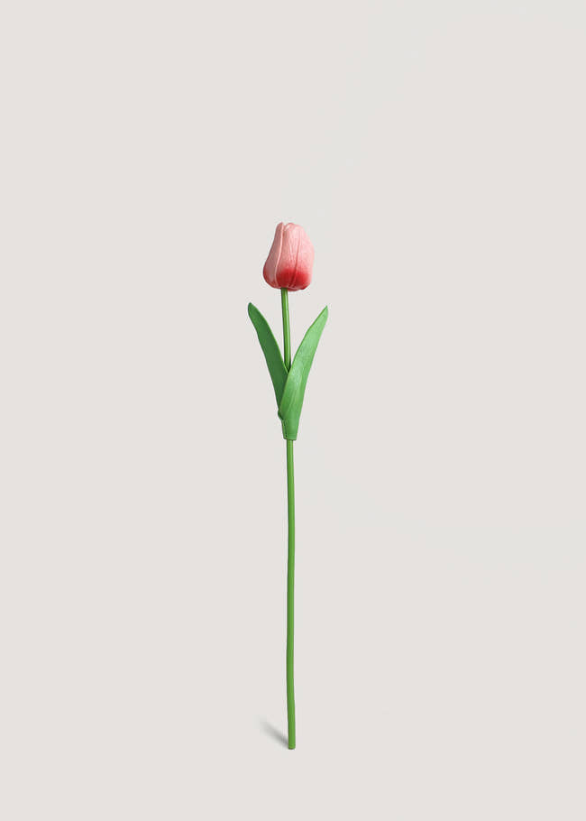 Blush pink artificial tulip stem real touch faux flower for home decor