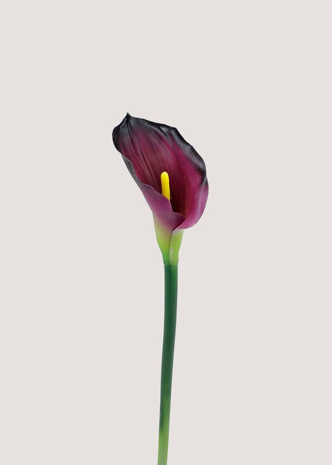 Faux dark red calla lily flower long stem for wedding bouquets and elegant centerpieces