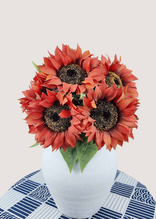 Burnt orange artificial sunflower bouquet for fall centerpieces