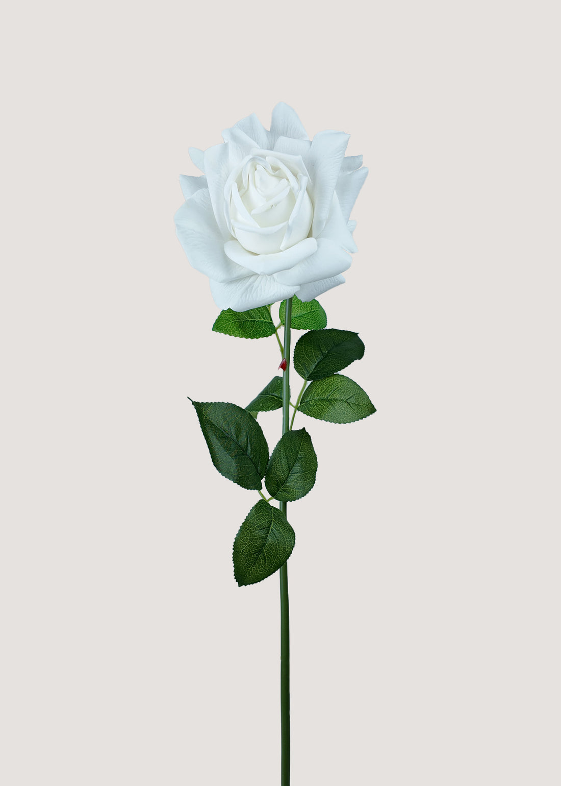 Real touch white faux rose bloom with lifelike details
