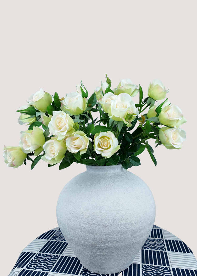 Cream white artificial rose bouquet main view for wedding and home décor