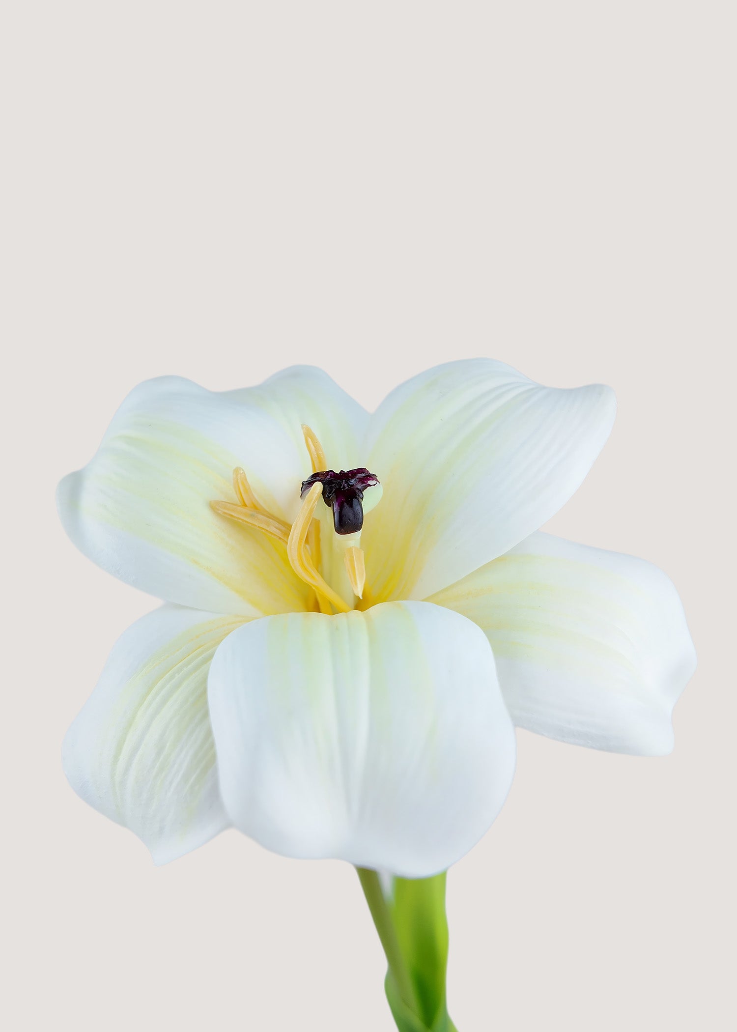 cream white artificial tulip stem with realistic petals for wedding bouquets and home décor