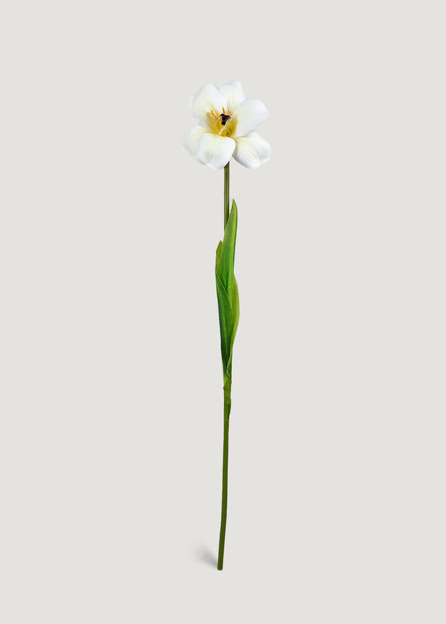 cream white artificial tulip stem with realistic petals for wedding bouquets and home décor