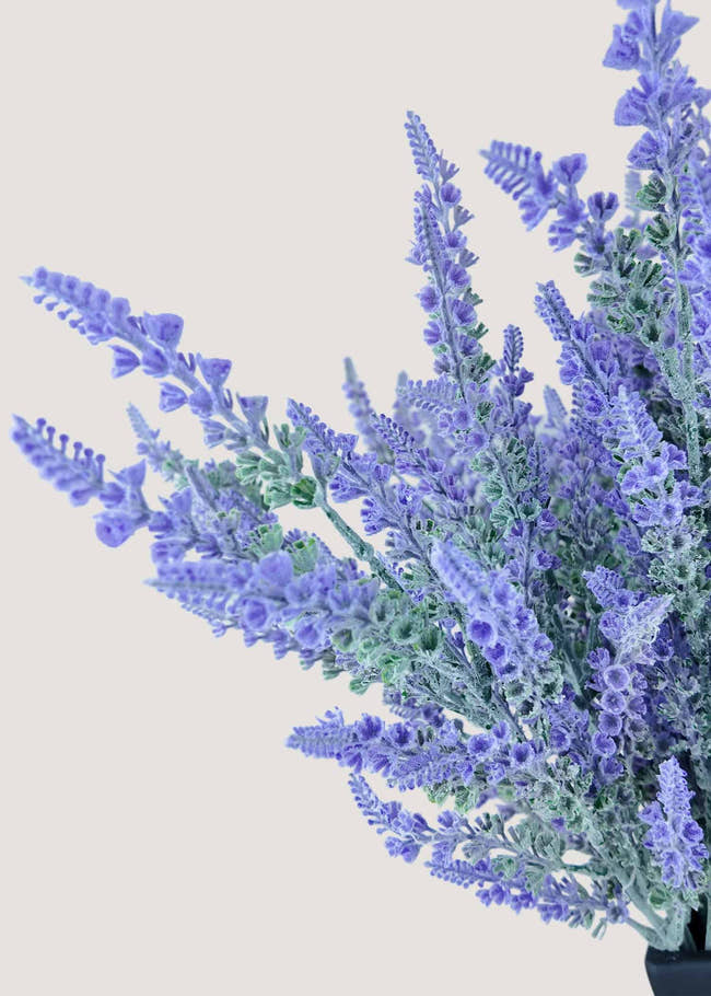 Close-up of faux lavender blossoms with realistic texture