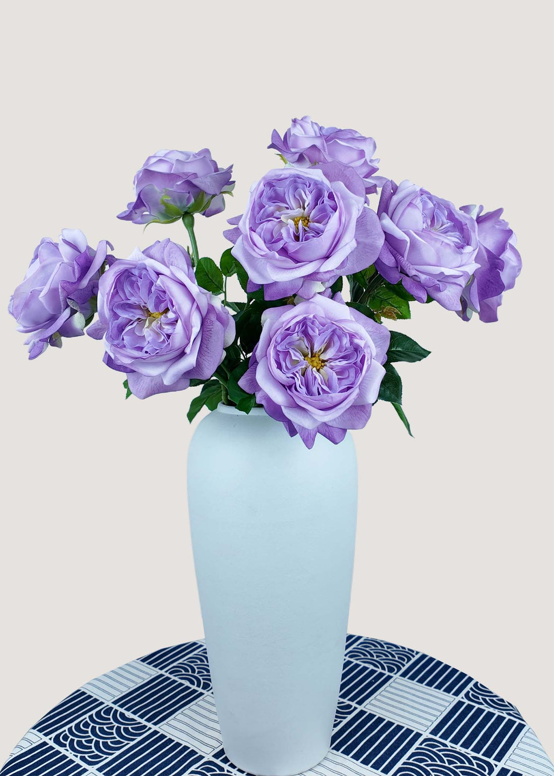Lavender David Austin roses artificial flower bouquet in vase