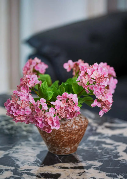 Real-touch silk pink hydrangea blooms arranged beautifully for home decoration, luxury faux floral centerpiece for living spaces