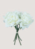 White artificial roses bouquet with 5 faux rose stems for weddings and décor.