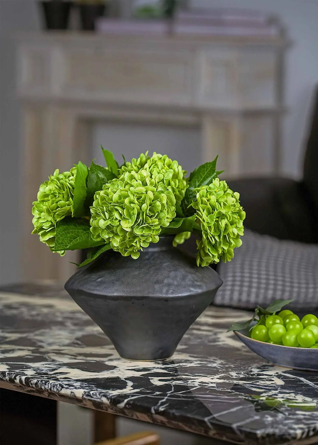 Green artificial hydrangeas by Everblooma
