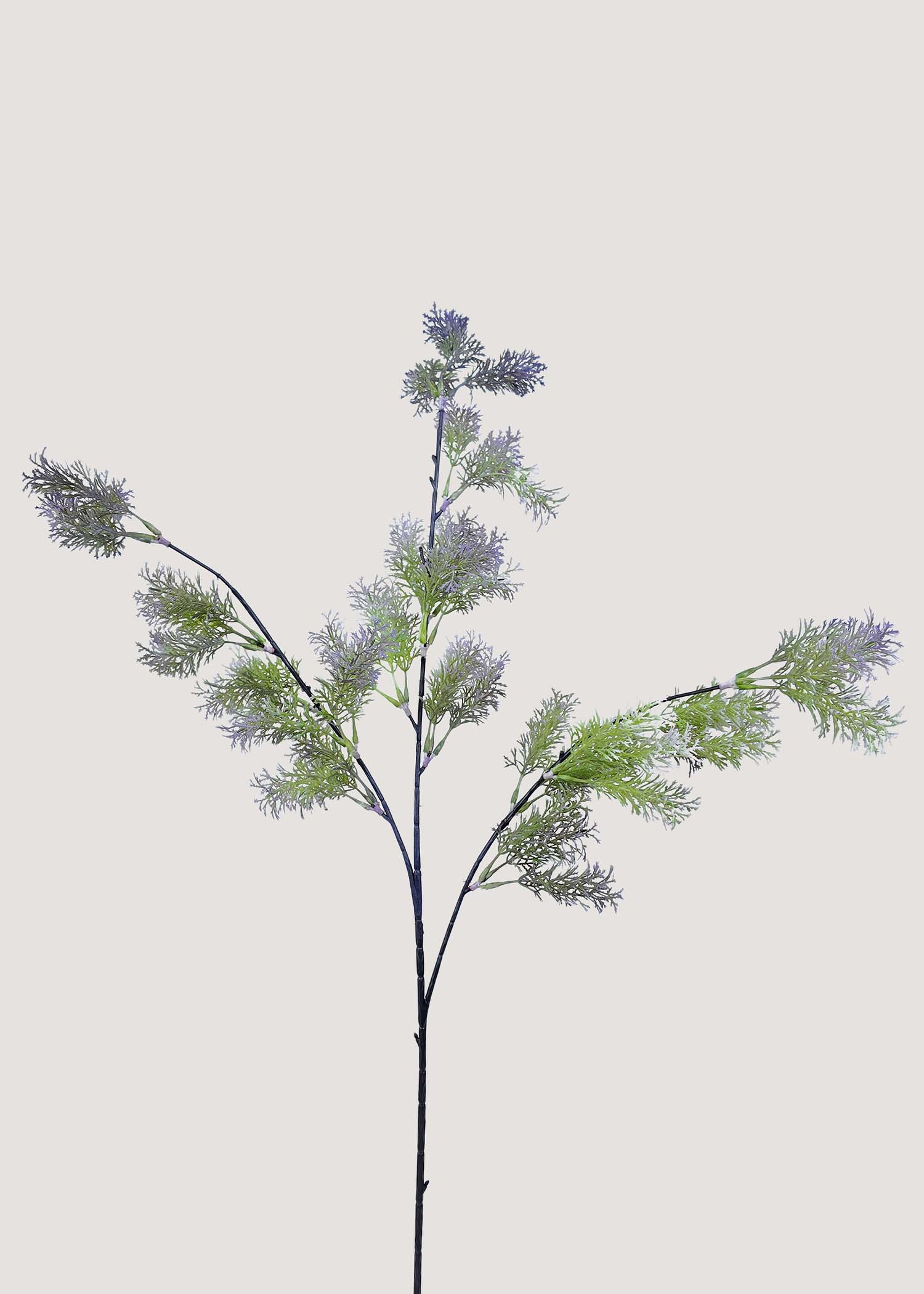 Artificial green and lavender filler branch with fern-like leaves