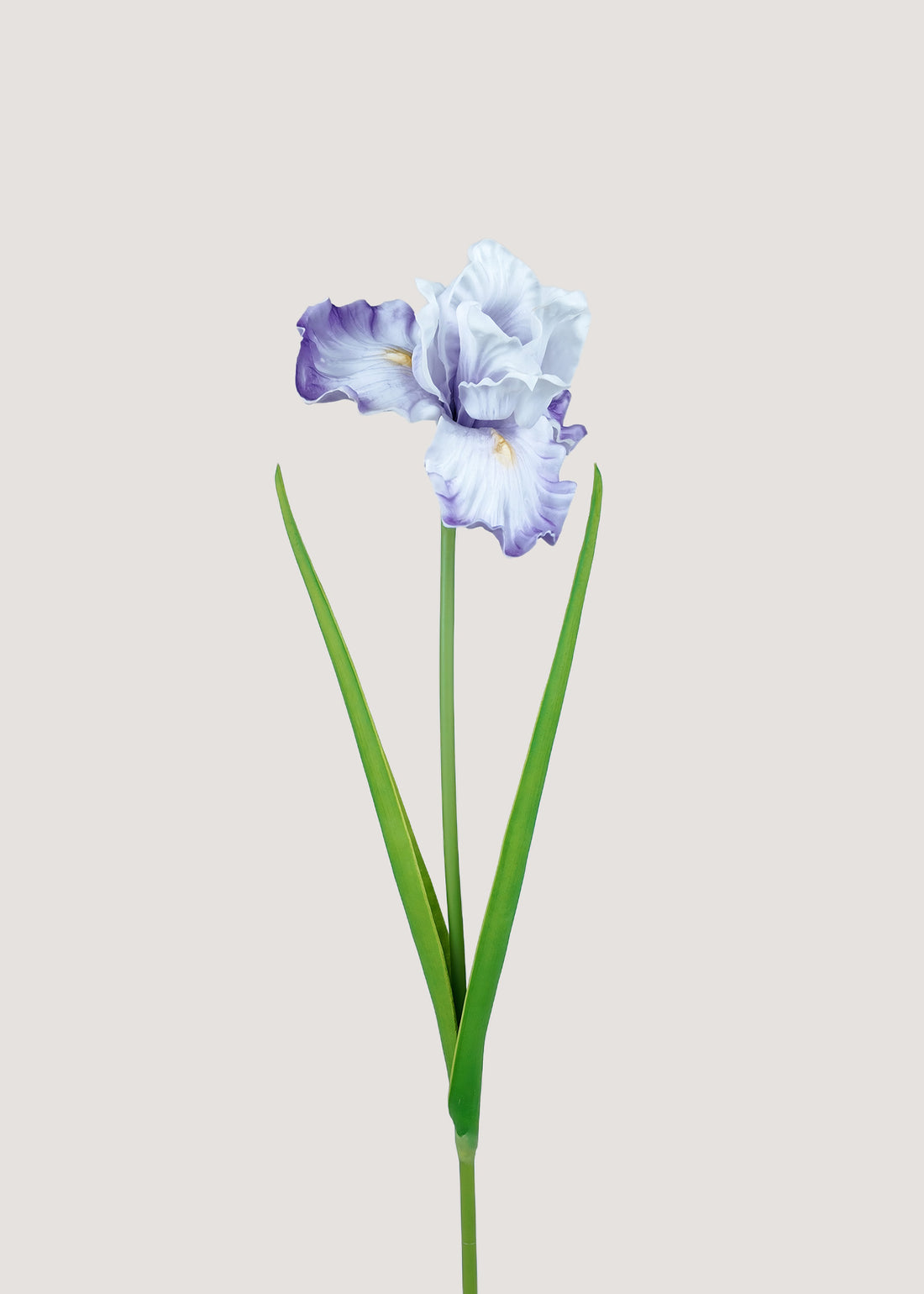 Artificial purple white iris stem with realistic petals