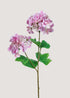 Artificial pink hydrangea stem with soft petals and green leaves