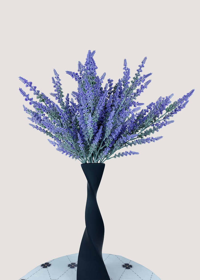 Purple artificial lavender bouquet with lush faux stems for home décor