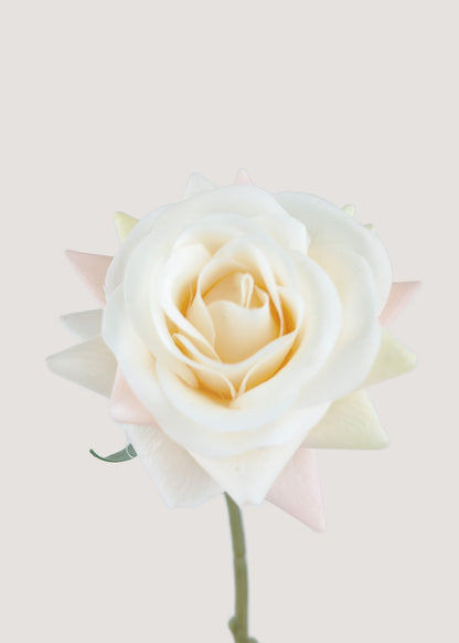 Faux champagne rose flower long stem for wedding bouquets