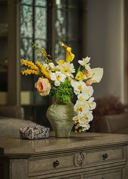 Real Touch White Lilies &amp; Faux Anthurium floral centerpiece by Everblooma.