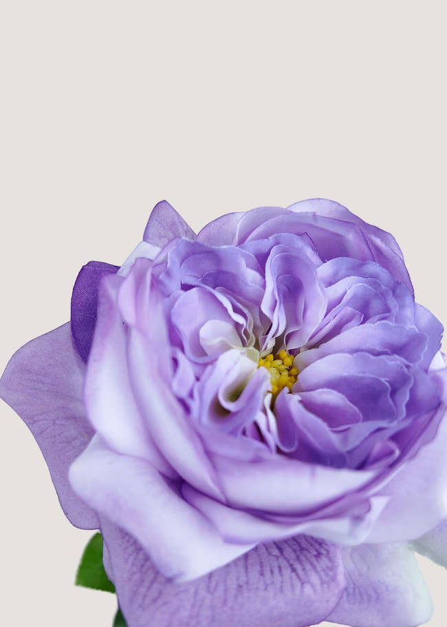 Close up of realistic lavender artificial rose petals