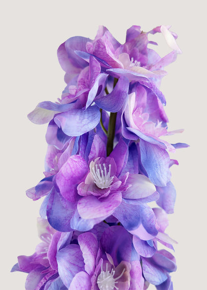 Everblooma purple faux delphinium flower stem for vases and centerpieces