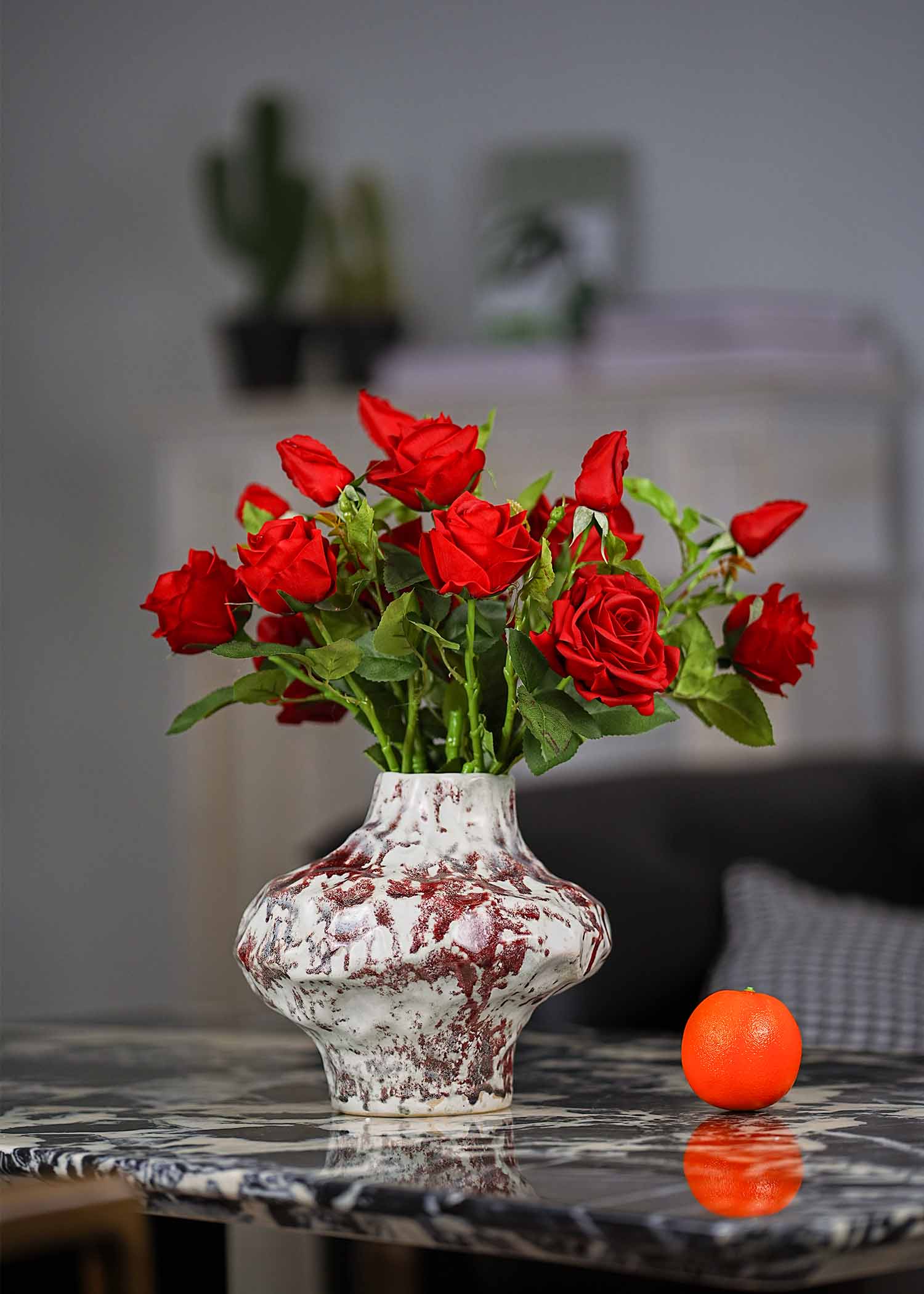 Red artificial roses bouquet by Everblooma