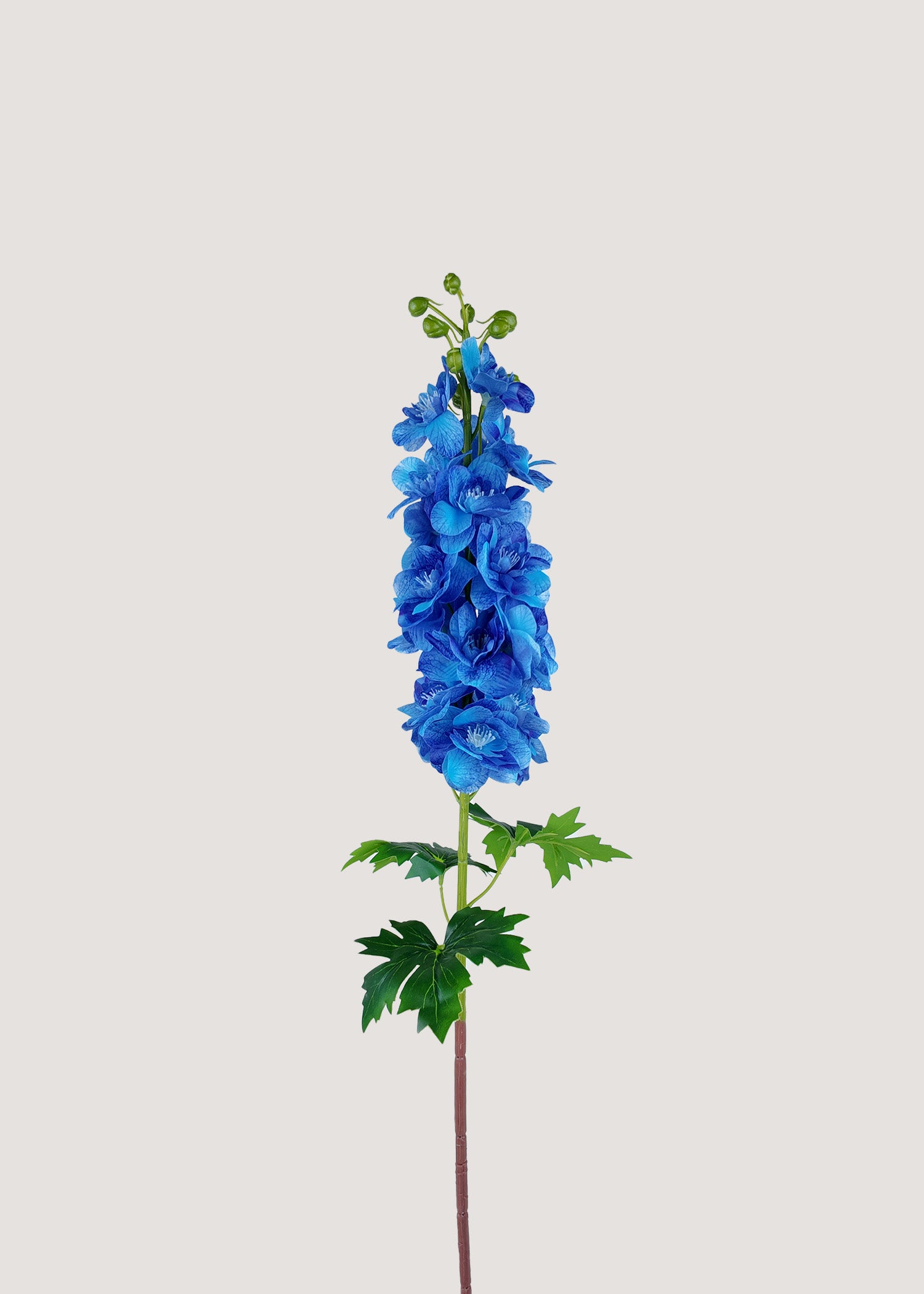 Vibrant blue artificial delphinium flower stem with lifelike blossoms by Everblooma