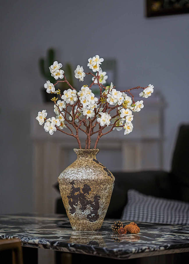 White artificial camellia flower branches by Everblooma