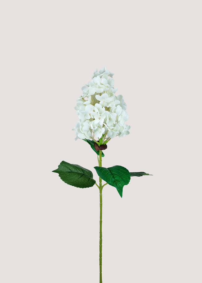 White artificial hydrangea paniculata stem with lifelike clustered blooms by Everblooma
